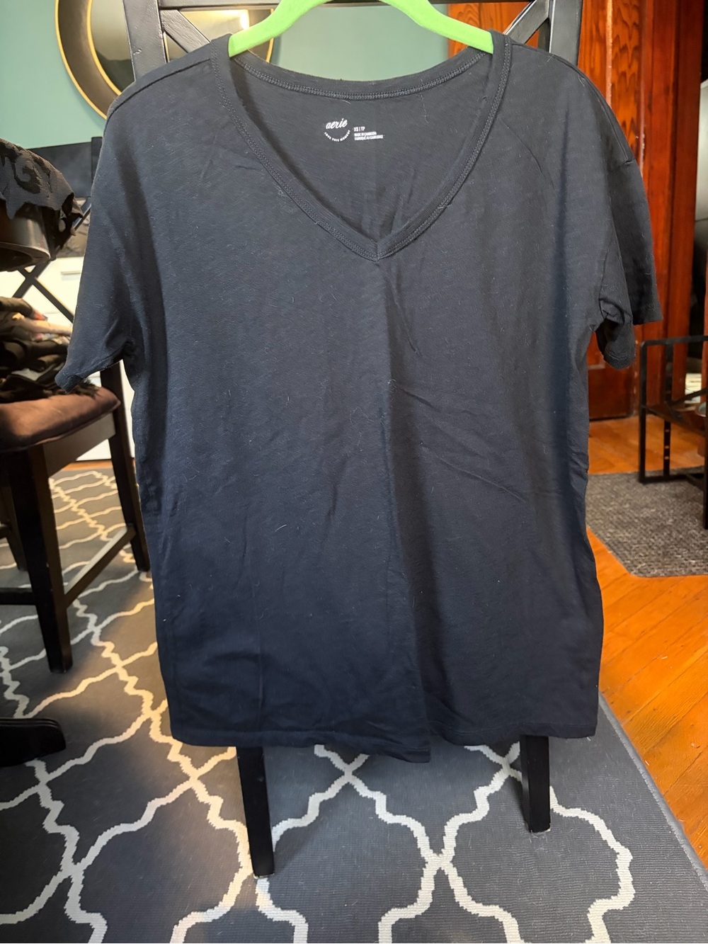 aerie oversized black V-Neck Short Sleeve Tee